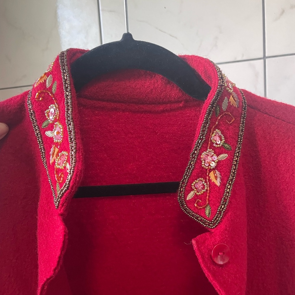 Handmade Red Sweater Jacket - Picture 4 of 4